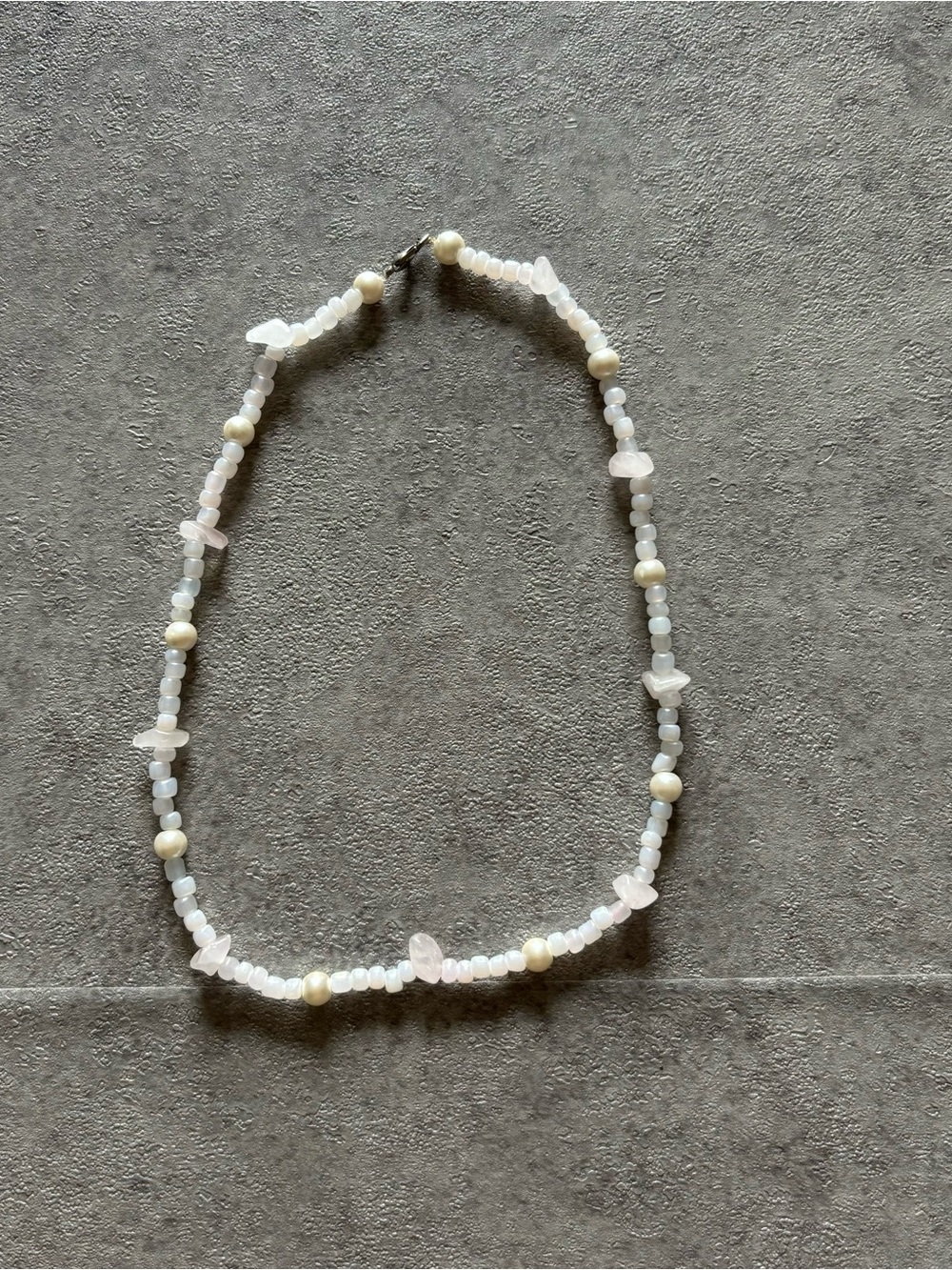 Pink beaded rock necklace